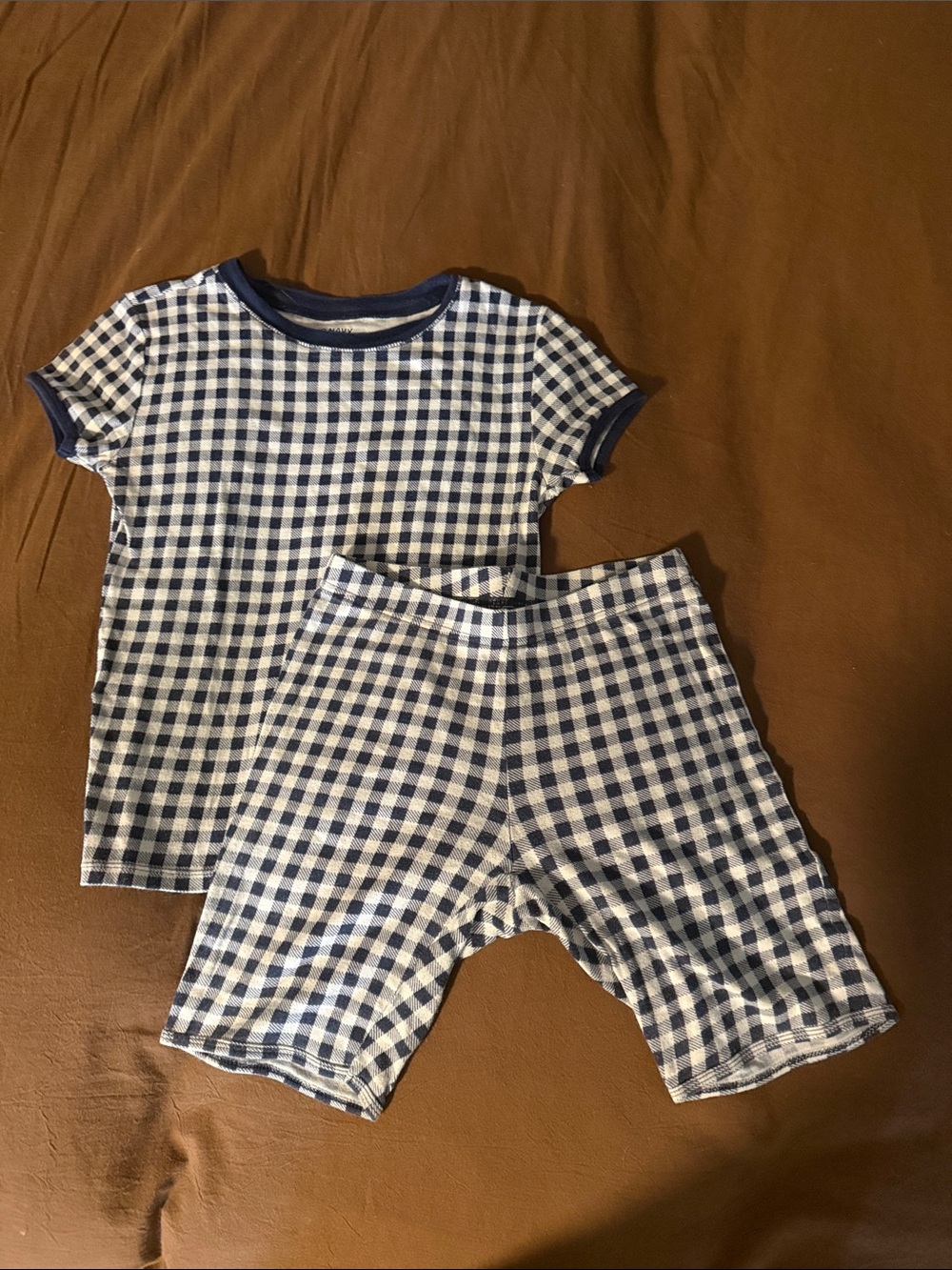 (Set of 2) Old Navy Blue/Wht Gingham Kids Unisex L(10) Pajama Set, 100% Cotton
